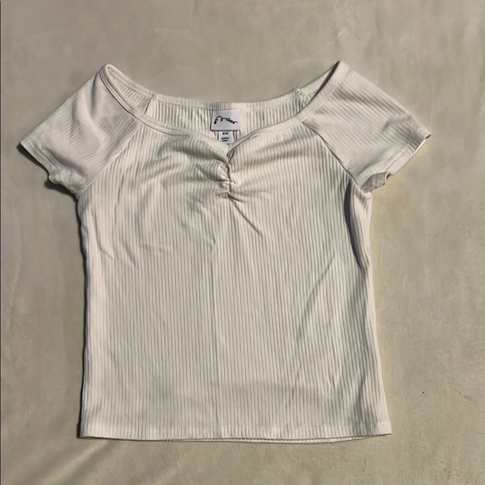 Art Class White Ribbed Fitted T-Shirt